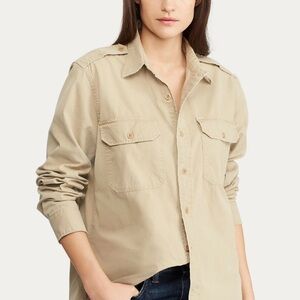 Lauren Ralph Lauren Military Double Pocket Chino cotton Button Shirt size large